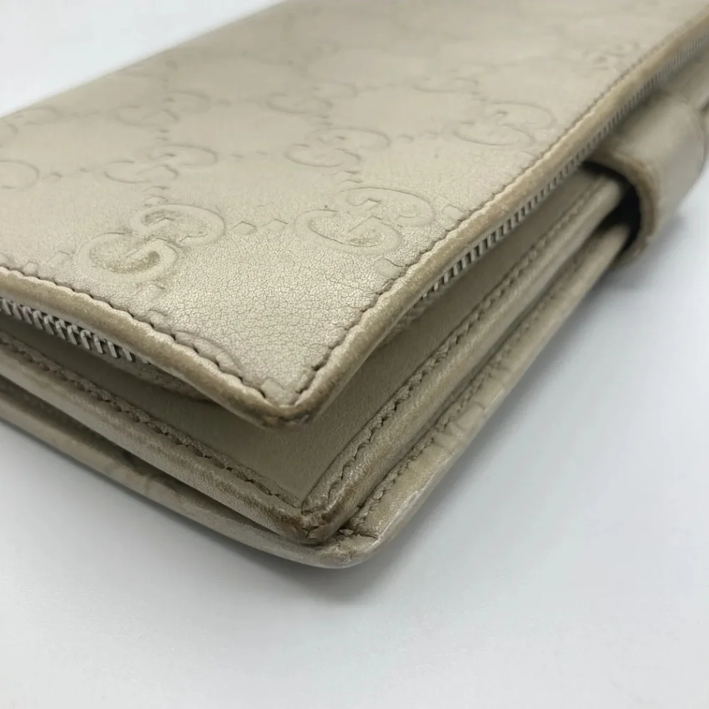 🤍🔹️GUCCI🔹️ purse long Cow Leather wallet Guccissima ivory - Picture 12 of 17